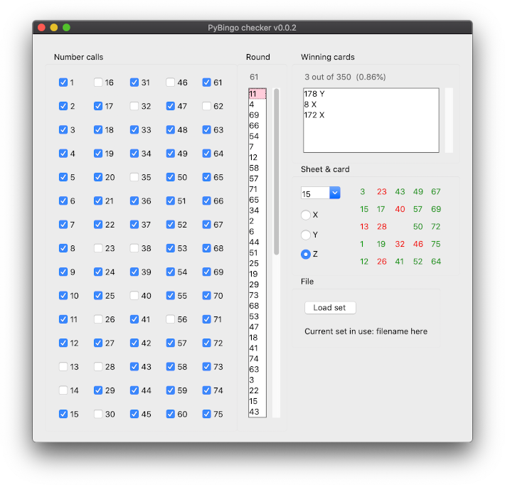 PyBingo Python script to generate BINGO sheets (75 balls, 3on Vertical).